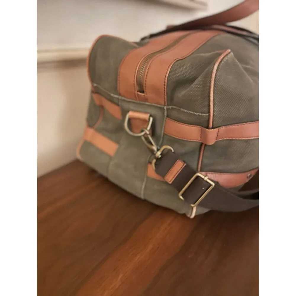 Vintage Cole Haan Canvas Leather Duffel Bag Weekender Travel Carry On Strap EUC